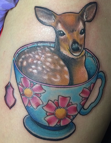 tattoos/ - Fawn in a keycup  - 91295
